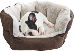 Ethical Pet Sleep Zone Reversible Cushion Cuddler Bolster Cat & Dog Bed, Chocolate, 18-in slide 2 of 3