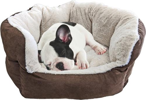 Show full view: Ethical Pet Sleep Zone Reversible Cushion Cuddler Bolster Cat & Dog Bed, Chocolate, 18-in slide 3 of 4