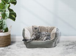 Ethical Pet Sleep Zone Reversible Cushion Cuddler Bolster Cat & Dog Bed, Gray, 18-in slide 2 of 3