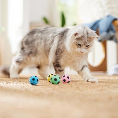 Show full view: Ethical Pet Sponge Soccer Ball Cat Toy, 4-pack slide 3 of 5