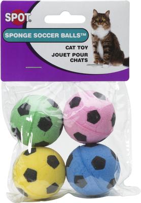 Show full view: Ethical Pet Sponge Soccer Ball Cat Toy, 4-pack slide 4 of 5