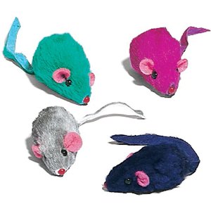 Ethical Pet Spot Rainbow Plush Rattling Mice Cat Toy with Catnip, Color Varies, 12-pack