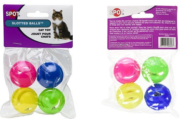 Ethical Pet Spot Slotted Balls Cat Toy, 4-pack