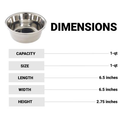 Show full view: Ethical Pet Stainless Steel Mirror Finish Dog Bowl, 1-qt slide 3 of 6