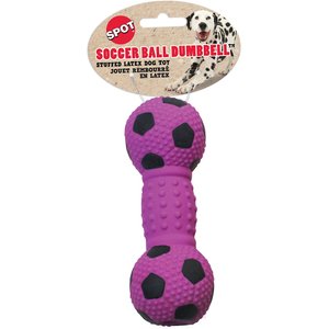 Ethical Pet Stuffed Latex Soccerball Dumbbell Squeaky Puppy Chew Toy, Color Varies, 3-in
