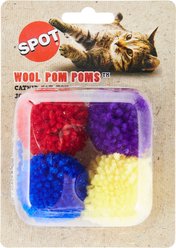 Ethical Pet Wool Pom Poms Cat Toy with Catnip, Color Varies