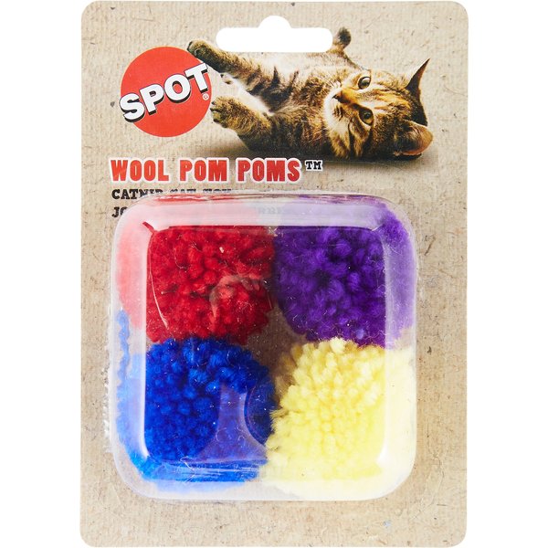 Ethical Pet Wuggles Wool Ball & Feathers Cat Toy, Color Varies