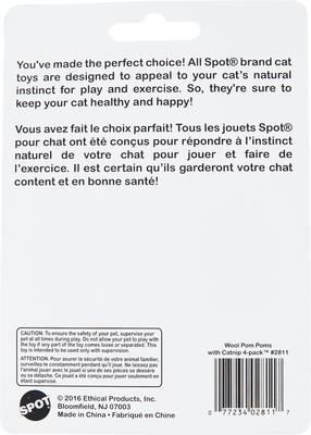 Show full view: Ethical Pet Wool Pom Poms Cat Toy with Catnip, Color Varies slide 2 of 6