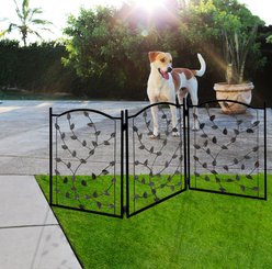 Etna 3 Panel Leaf Design Adjustable Metal Pet Gate, Brown slide 2 of 2