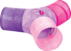 Etna 3-Way Tunnel with Hanging Balls Cat Toy, Pink