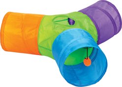 Etna 3-Way Tunnel with Hanging Balls Cat Toy, Rainbow