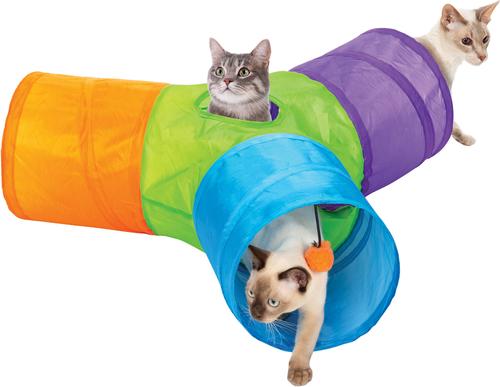 Show full view: Etna 3-Way Tunnel with Hanging Balls Cat Toy, Rainbow slide 3 of 4