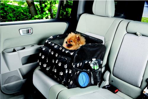 Show full view: Etna Booster & Car Airline Approved with Paw Print Dog & Cat Seat Carrier, Black/White, 18 x 15.25 x 13.25-in slide 4 of 6