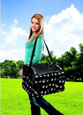 Show full view: Etna Booster & Car Airline Approved with Paw Print Dog & Cat Seat Carrier, Black/White, 18 x 15.25 x 13.25-in slide 6 of 6