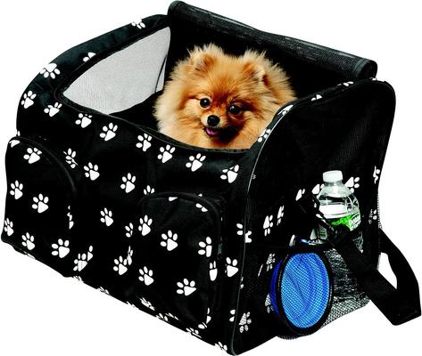 Show full view: Etna Booster & Car Airline Approved with Paw Print Dog & Cat Seat Carrier, Black/White, 18 x 15.25 x 13.25-in slide 5 of 6