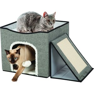 Etna Foldaway Play Center with Hanging Ball Cat Condo, Gray