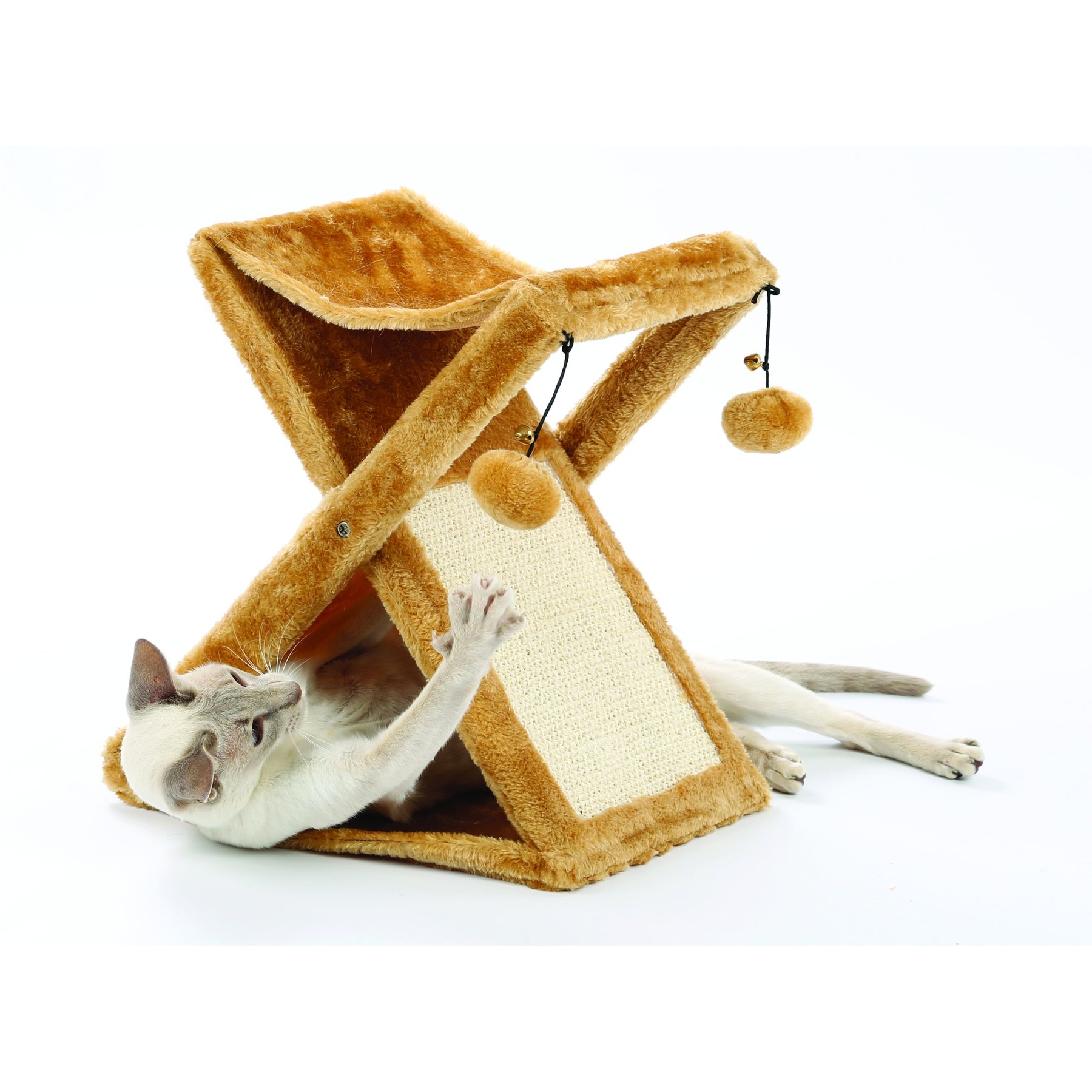 Etna Foldaway Play Tower & Scratching Post with Hanging Balls Cat Toy