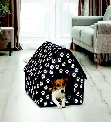 Show full view: Etna Paw Print Portable Fold Away Dog & Cat House, Black/White, 18 x 17 x 18-in slide 4 of 5