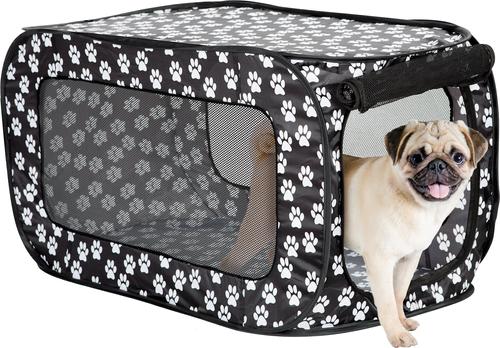 Show full view: Etna Pop-Open Single Door Collapsible Soft-Sided Dog Crate, Black & White, 33 inch slide 3 of 7