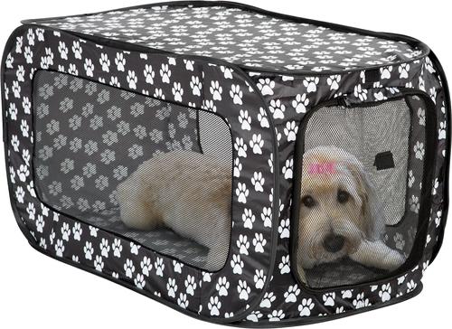 Show full view: Etna Pop-Open Single Door Collapsible Soft-Sided Dog Crate, Black & White, 33 inch slide 4 of 7