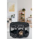 Etna Portable with Paw Design Dog & Cat Exercise Play Pen, Black/White, Large: 36 x 36 x 23-in