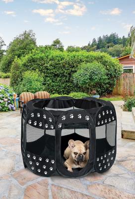 Show full view: Etna Portable with Paw Design Dog & Cat Exercise Play Pen, Black/White, Large: 36 x 36 x 23-in slide 3 of 6