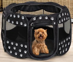Etna Portable with Paw Design Dog & Cat Exercise Play Pen, Black/White, Medium: 29 x 29 x 17-in slide 2 of 3