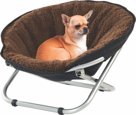 Show full view: Etna Round Folding Chair Fleece Dog & Cat Bed, Brown, 21 x 21 x 15-in slide 2 of 6