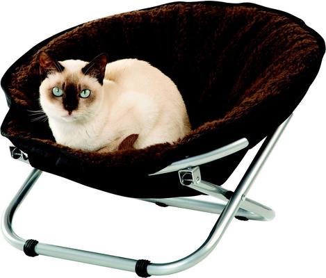 Show full view: Etna Round Folding Chair Fleece Dog & Cat Bed, Brown, 21 x 21 x 15-in slide 5 of 6