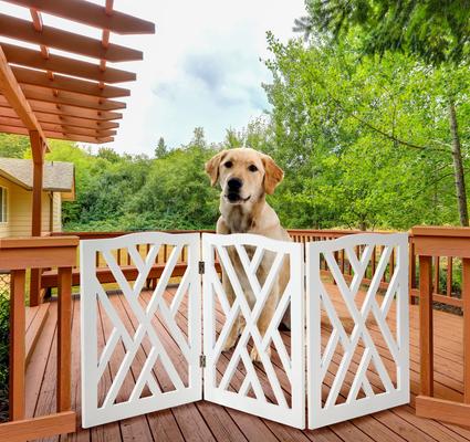 Show full view: Etna White Lattice Wooden Dog Gate slide 3 of 4
