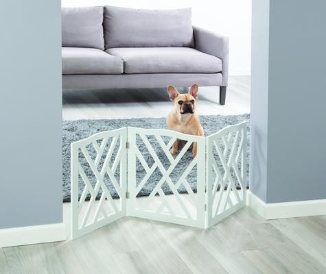 Show full view: Etna White Lattice Wooden Dog Gate slide 4 of 4