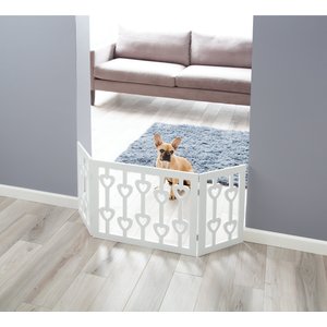 Etna Wooden Heart Shape Design Pet Gate, White