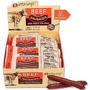 Etta Says! Beef Deli Sausages Human Grade Jerky Dog Treats, 12 count