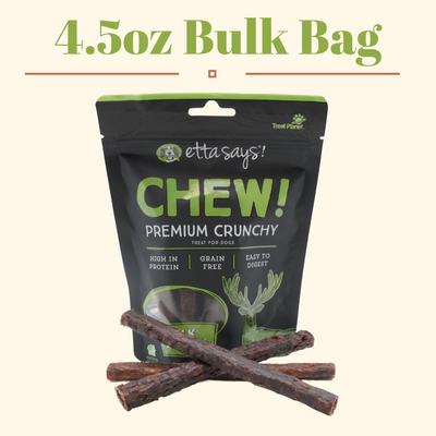 Show full view: Etta Says! Chew! Premium Crunchy Elk Recipe Grain-Free Dog Treats, 4.5-oz bag slide 1 of 10
