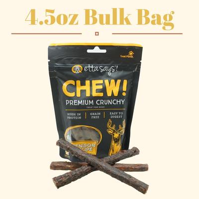 Show full view: Etta Says! Chew! Premium Crunchy Venison Recipe Grain-Free Dog Treats, 4.5-oz bag slide 1 of 10