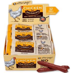 Etta Says! Chicken Deli Sausages Human Grade Jerky Dog Treats, 12 count