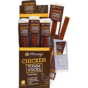 Etta Says! Chicken Yumm Sticks Human Grade Chicken Jerky Dog Treats, 24 count