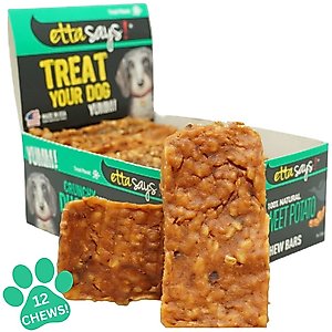 Etta Says! Crunchy Duck + Sweet Potato Chew Bars Dog Treats, 12 count