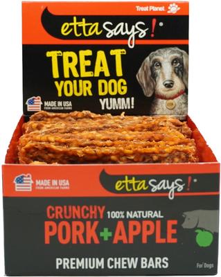 Show full view: Etta Says! Crunchy Pork + Apple Chew Bars Dog Treats, 12 count slide 3 of 9