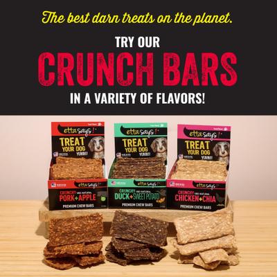 Show full view: Etta Says! Crunchy Pork + Apple Chew Bars Dog Treats, 12 count slide 9 of 9