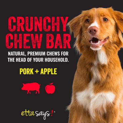 Show full view: Etta Says! Crunchy Pork + Apple Chew Bars Dog Treats, 12 count slide 4 of 9