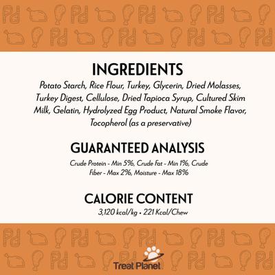 Show full view: Etta Says! Deluxe Hide-Free Long-Lasting 7" Turkey Recipe Dog Chew slide 10 of 11