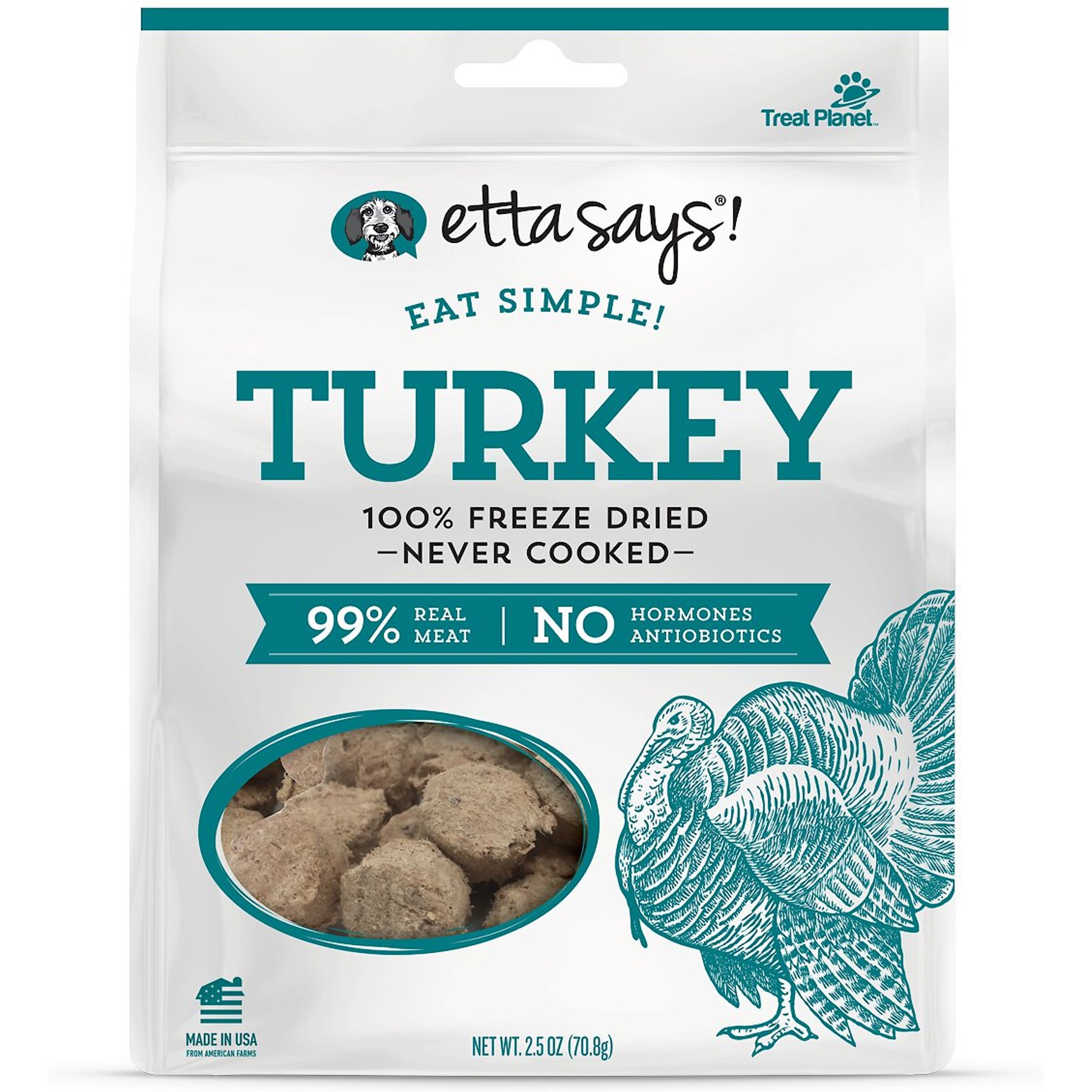 Etta Says! Eat Simple! Turkey Freeze-Dried Dog Treats, 2.5-oz bag