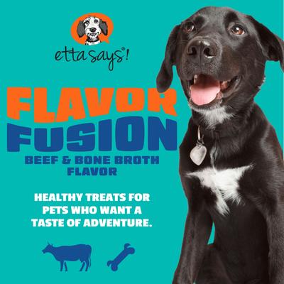 Show full view: Etta Says! Fusion Gourmet Adult Beef & Bone Broth Flavor Natural Dog Chew Treats, 12 count slide 3 of 8