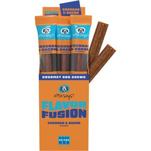 Etta Says! Fusion Gourmet Adult Cheddar & Bone Bacon Flavor Natural Dog Chew Treats, 12 count