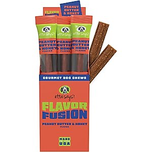 Etta Says! Fusion Gourmet Adult Peanut Butter & Honey Flavor Natural Dog Chew Treats, 12 count