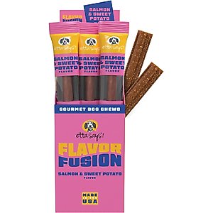 Etta Says! Fusion Gourmet Adult Salmon & Sweet Potato Flavor Natural Dog Chew Treats, 12 count