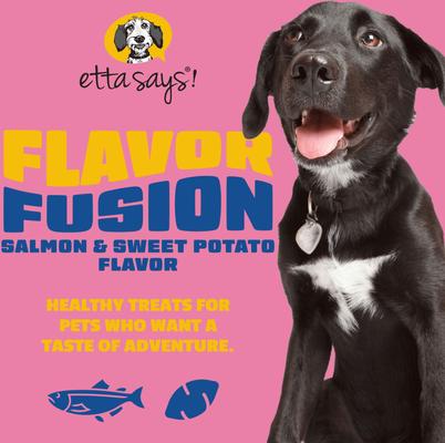 Show full view: Etta Says! Fusion Gourmet Adult Salmon & Sweet Potato Flavor Natural Dog Chew Treats, 12 count slide 3 of 8