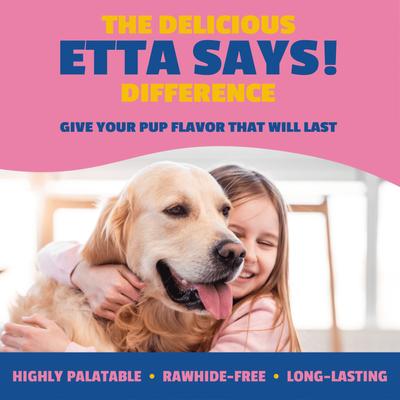 Show full view: Etta Says! Fusion Gourmet Adult Salmon & Sweet Potato Flavor Natural Dog Chew Treats, 12 count slide 6 of 8