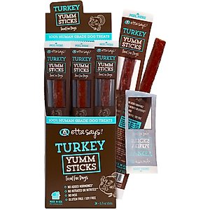 Etta Says! Turkey Yumm Sticks Human Grade Turkey Jerky Dog Treats, 24 count